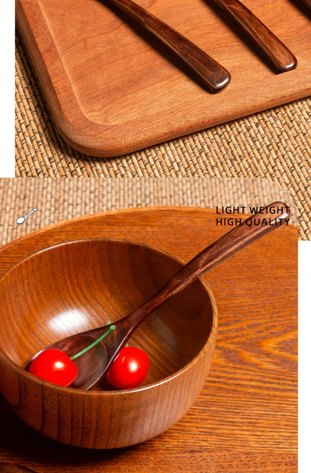 Wooden Spoons for Eating 8pcs ¨C 7.28 Inch Small Wood Teaspoons for Stirring Coffee, Tea, Honey, Cooking & Serving Soup Dessert, Wooden Spoon Set