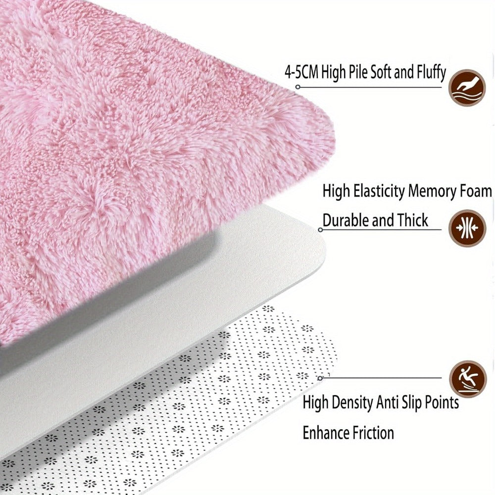 Pink Soft Shaggy Area Rug for Living Room Bedroom Non-Slip Fluffy Carpet Thickened Moisture Resistant Easy Clean Home Decor
