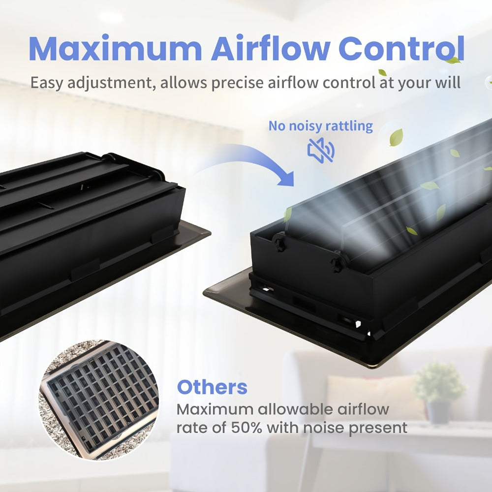Floor Vent Register Cover 4x10 Inch Heavy Duty Walkable Steel Decorative Air Vent Grille Adjustable Airflow for Home HVAC 2-Pack Savannah Boston Design Multi Finish