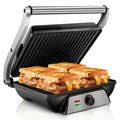 Panini Press Grill 3-in-1 Electric Indoor Grill with Non-Stick Plates - 180¡ã Flat Grill Sandwich Maker with Floating Hinge Grease Tray Temperature Control, Compact Countertop Grill for Home Dorm Office