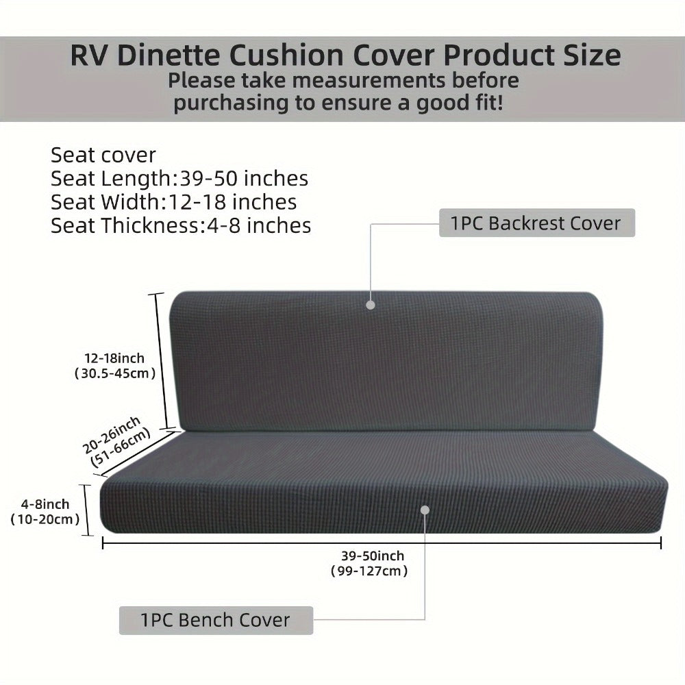RV Dinette Cushion Covers 4 Pack Stretch Jacquard Sofa Seat Backrest Slipcovers Machine Washable Anti-Pet Hair for RV Camper Van Car Bench Travel Furniture Protection