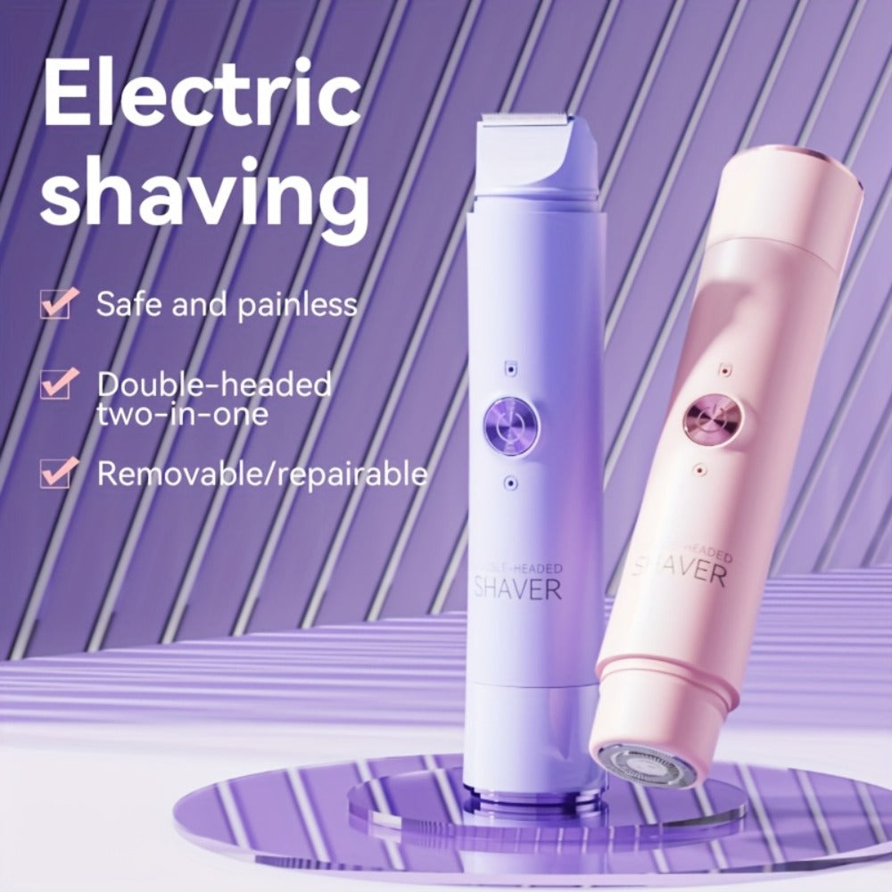 Electric Epilator for Women Double Head USB Rechargeable Painless Hair Removal Shaver Bikini Trimmer Body Private Area Grooming Device