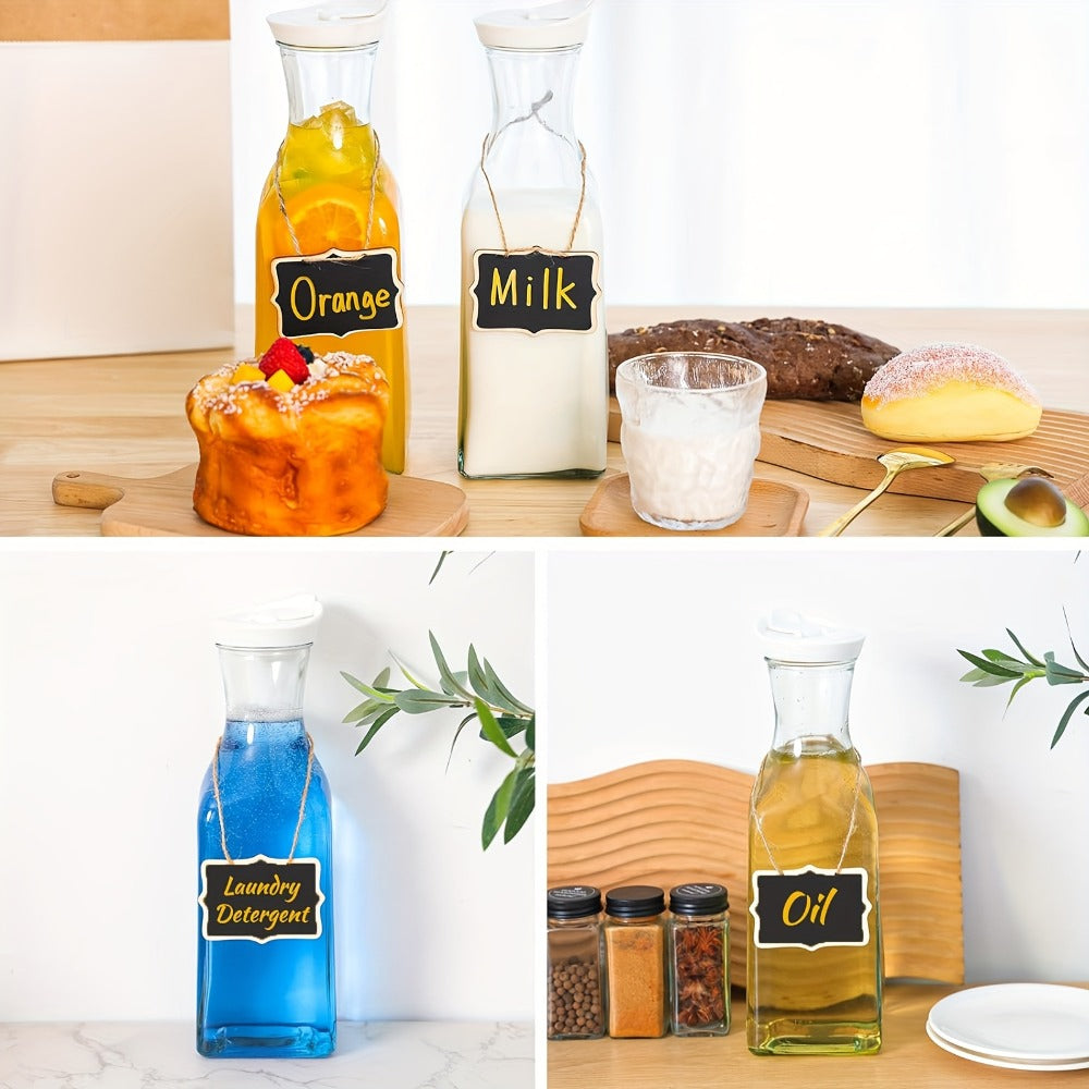 Glass Carafes with Lids Set of 4 - 1.5L Beverage Pitcher for Iced Tea, Cold Brew Coffee, Milk & Cold Drinks