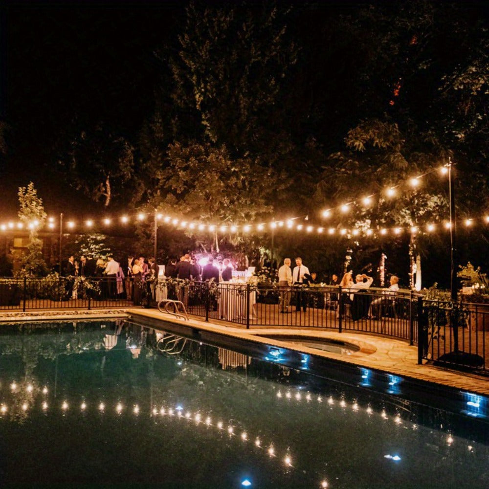 Solar String Lights Outdoor 50/100FT, 2700K Warm White Waterproof Patio String Lights, Breakproof ST38 E12 Bulbs for Backyard Porch Garden Pergola
