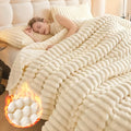 Reversible Faux Rabbit Hair Blanket ¨C Thickened Soft Thermal Throw for Bed, Nap, Office & Camping, All Season, 4 Colors, 5 Sizes