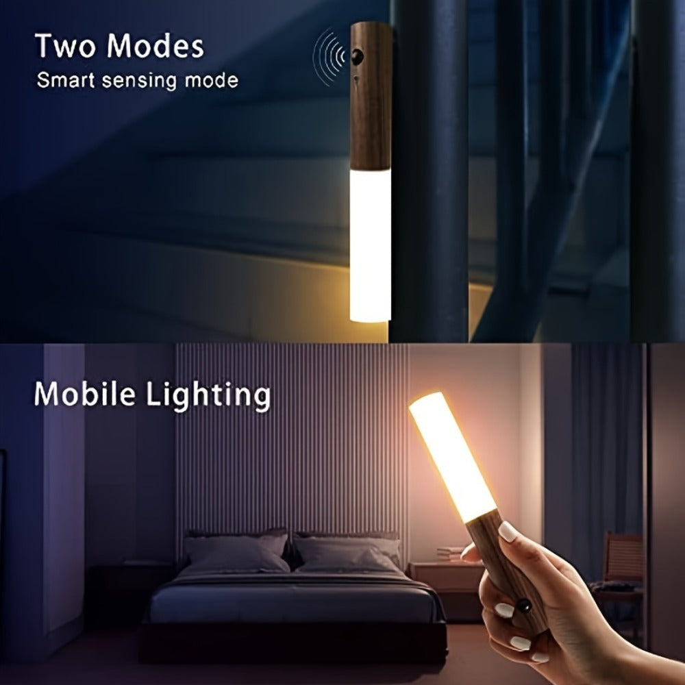 Motion Sensor Night Light Rechargeable 2-Pack - Wireless Magnetic LED Wall Light IPX4 Waterproof, USB Charging, Human Body Sensor for Bedroom, Kitchen, Bathroom, Hallway, Anti-Fall Safety Lighting