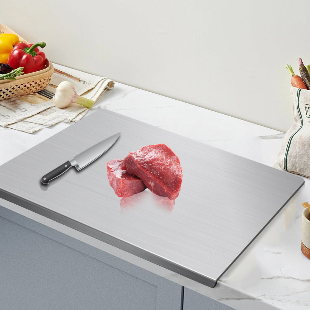 Stainless Steel Cutting Board ¨C 304 Grade Butcher Block Rolling Board, Large Kitchen Chopping Board for Meat, Vegetables & Bread, Non-Slip Household Kitchen Supplies