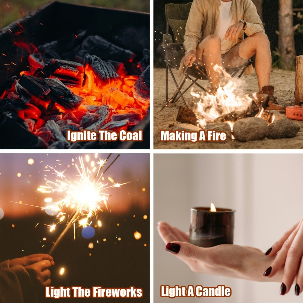 Butane Torch Lighter Windproof Jet Flame Zinc Alloy Refillable ¨C Visible Fuel Tank, Adjustable Blue Flame, Rocket Design for Camping, BBQ, Cigar & Outdoor Use, Grey & Golden (No Butane Included)