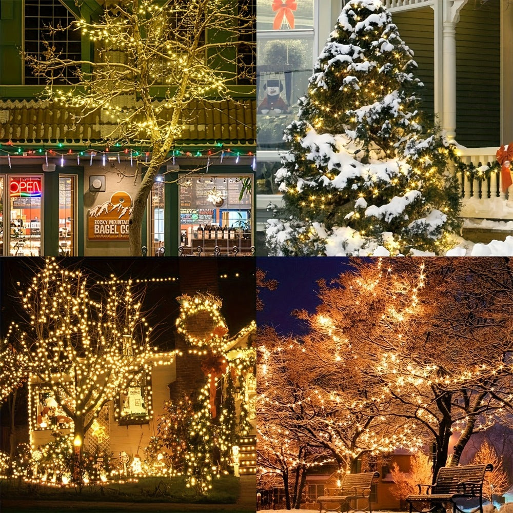 500 LED Christmas String Lights 170 Feet ¨C 8 Lighting Modes with Memory Plug, Transparent Wire Outdoor Lights for Christmas Tree, Party, Balcony & Holiday Decoration ¨C Warm White & Multicolor