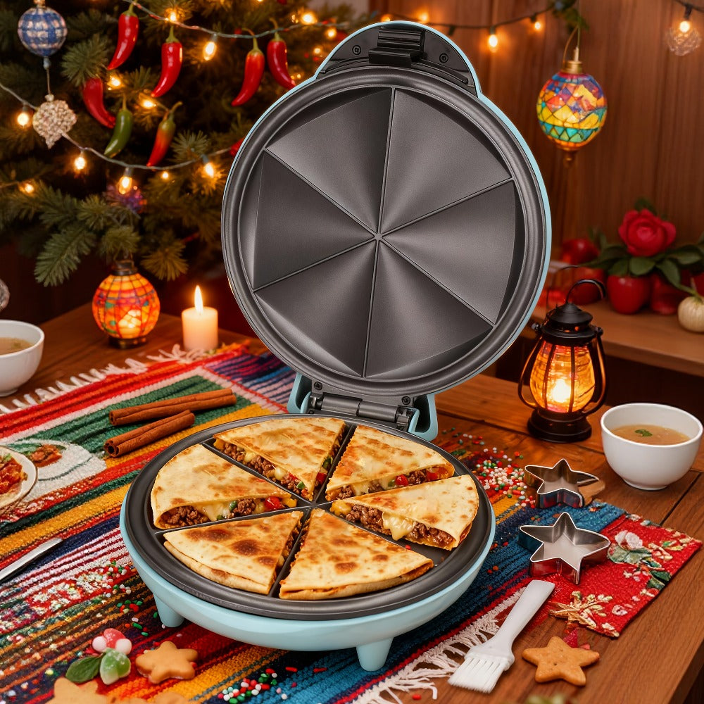Electric Quesadilla Maker 9.5 Inch ¨C Grilled Cheese Machine, Extra Stuffing Capacity, Easy 6-Wedge Slice, Non-Slip Feet | Also Available as 12 Inch Pizza Maker