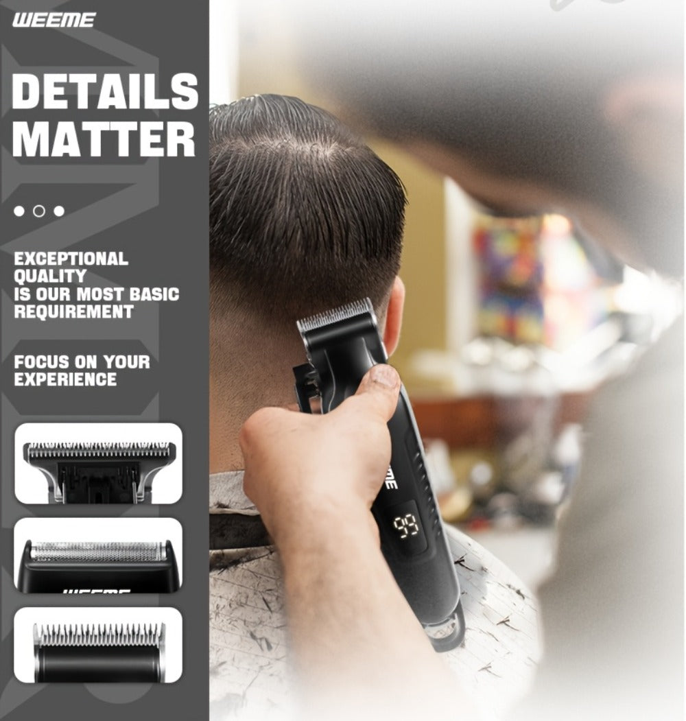 Men's Professional Grooming Kit ¨C Cordless Rotary Shaver & T-Blade Trimmer, Type-C Charging, 6 Adjustable Combs, Non-Slip Beard Shaper for Travel & Family Haircut