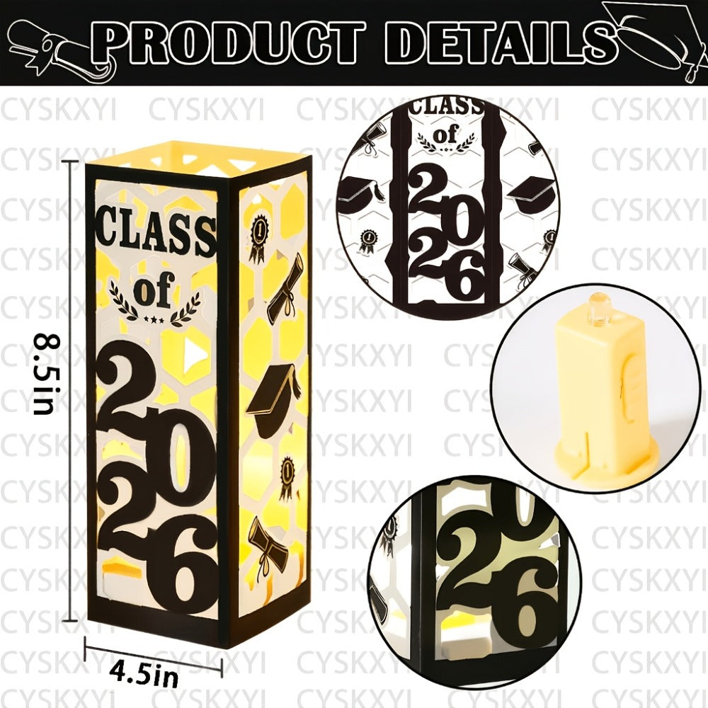 Graduation Centerpieces Decorations 6pcs Class of 2026 | Paper Lantern Boxes No Electricity Needed Congrats Grad Party Supplies for College High School Celebration Table Decor 6 Colors
