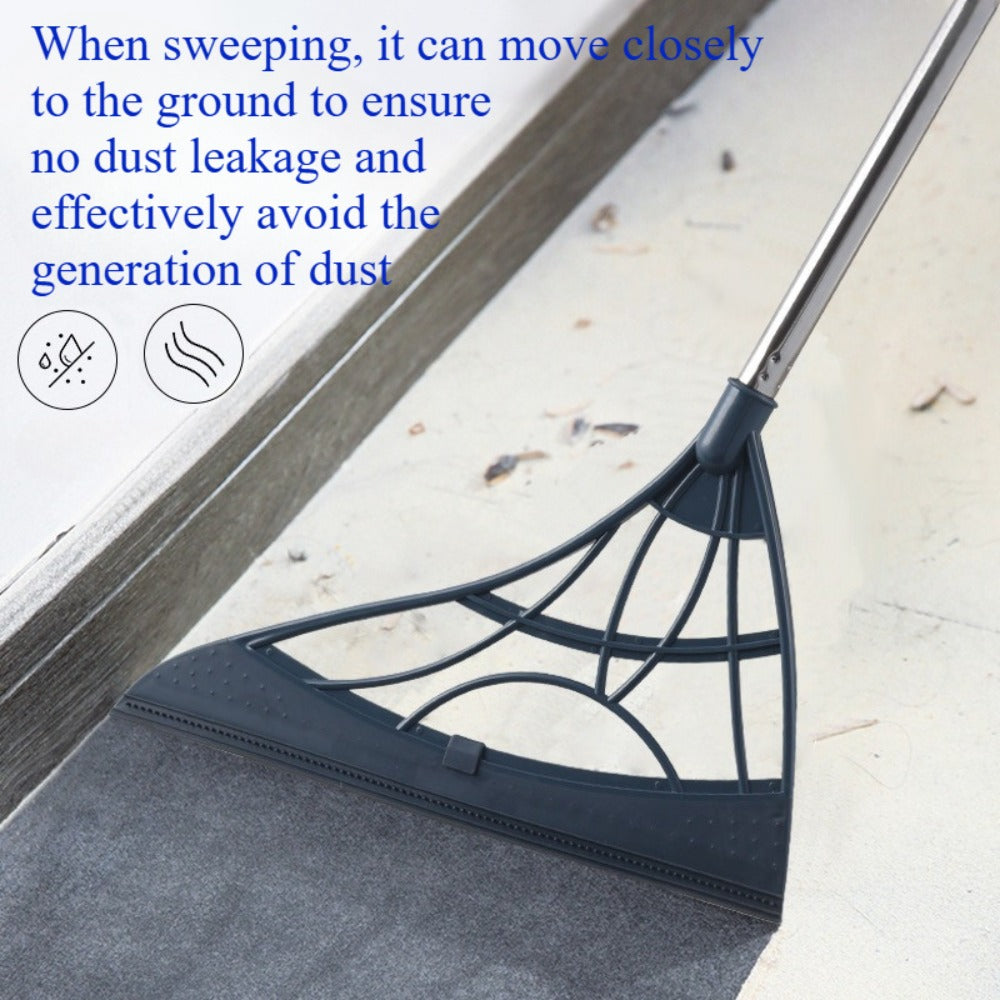 Extra Long Broom 45 Inch ¨C Stainless Steel Handle, Unflagged Bristles, Rubber Sweep for Pet Hair & Debris, Indoor Outdoor Hard Floor Sweeper for Home Office Kitchen