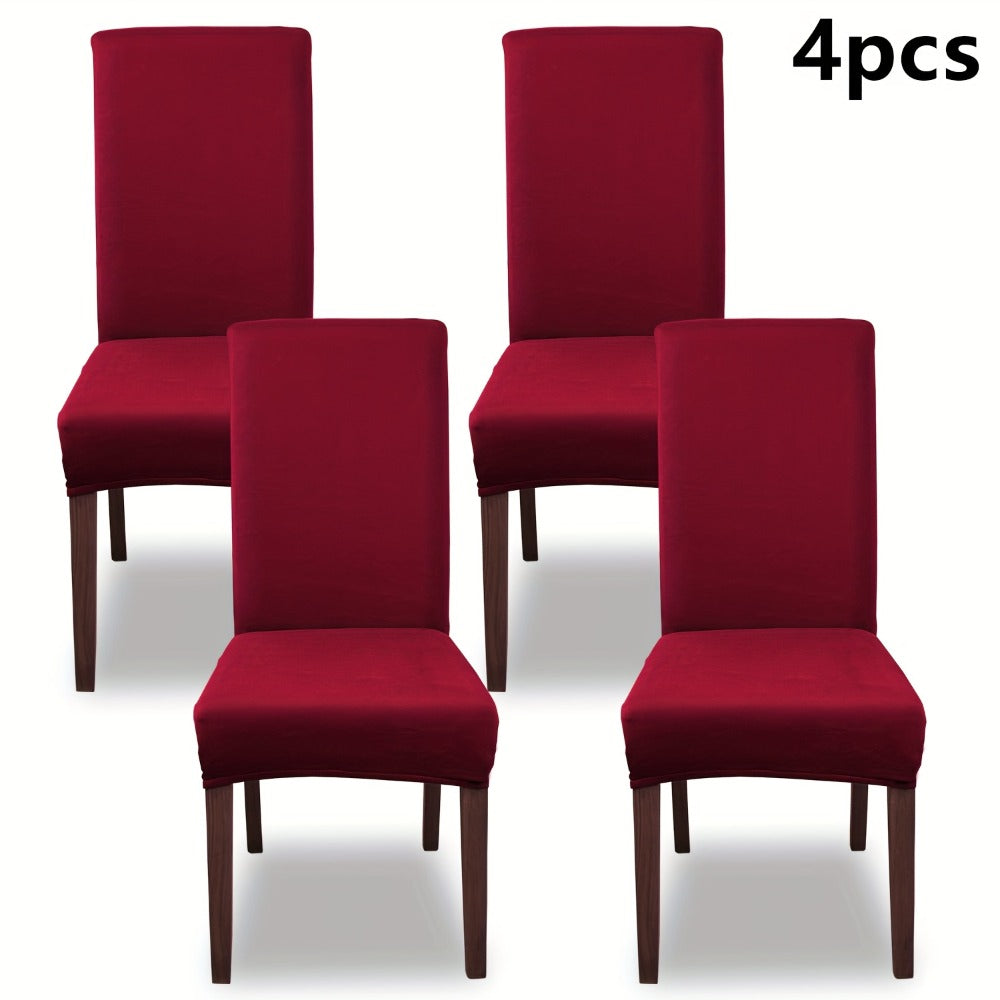 Silky Fiber Elastic Dining Chair Covers Set | Stretch Milk Fiber Slipcover, All-in-One Furniture Protector for Kitchen Wedding Office Hotel Living Room, 4pcs or 6pcs, 8 Colors
