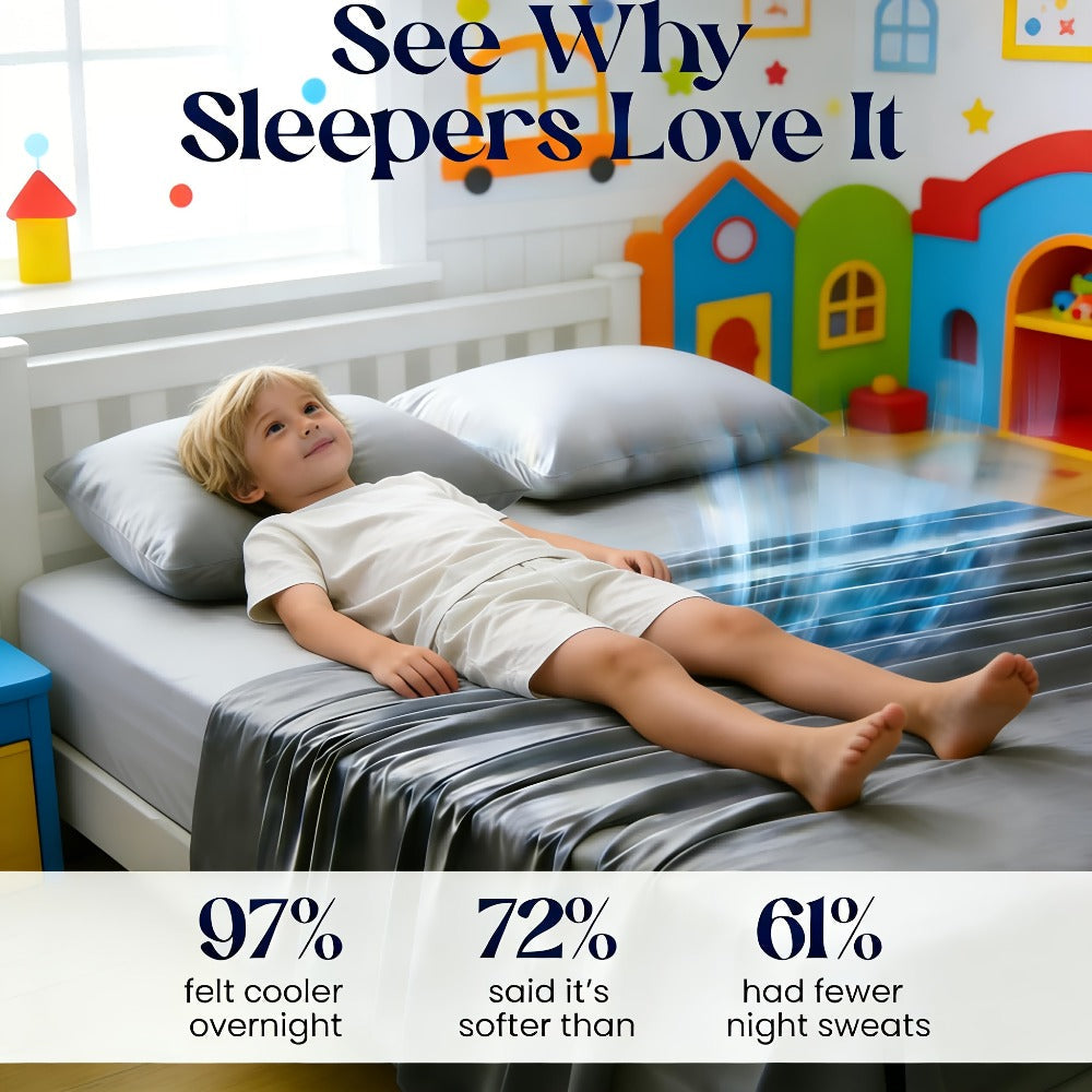 Bamboo Blend Cooling Bed Sheet Set 4pcs ¨C Ultra Soft Breathable Kids Sheets, Deep Pocket Fitted Sheet 18¡±-24¡±, 2200TC Shrink & Wrinkle Resistant, All-Season Hotel Luxury Bedding, Twin Full Queen King