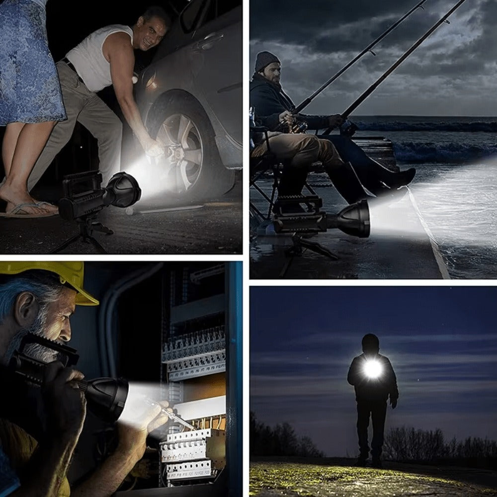 XHP90 High Power LED Flashlight USB Rechargeable Powerful Spotlight Searchlight ¨C 4 Modes, Camping Lantern Torch with Bracket for Fishing Camping Hiking Hunting Outdoor Adventure Patrol