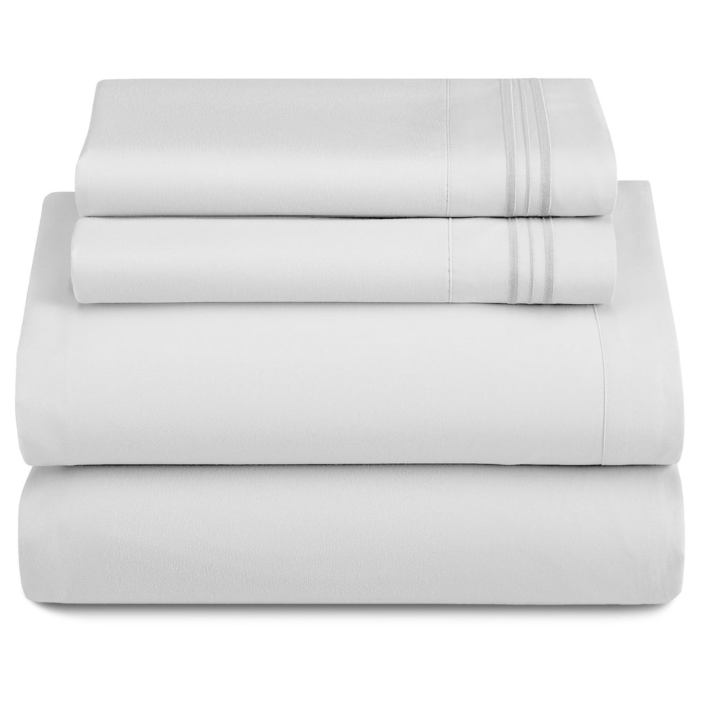 Bed Sheets Set 4-Piece Microfiber 1800 Series Deep Pocket Fitted Sheet Flat Sheet Pillowcases Soft Breathable Wrinkle Fade Resistant Twin Full Queen King Cal King 20 Colors
