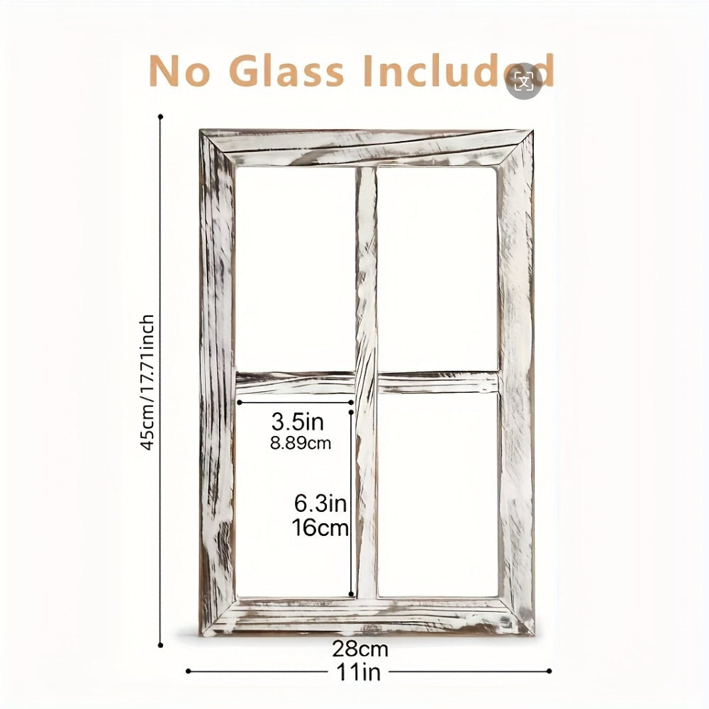 Vintage Wooden Window Frame Wall Decor 2pcs ¨C Rustic Farmhouse Wall Art, Distressed Wood Blind Frame No Glass for Home, Bedroom, Office & Wedding Decoration