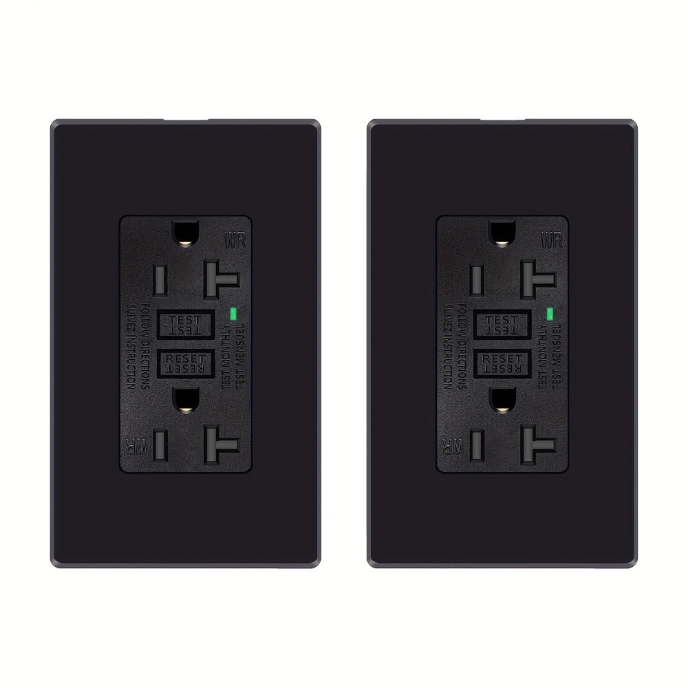 GFCI Outlet 20 Amp Tamper Resistant WR Weather Resistant with Wall Plate ETL Listed LED Indicator Test Reset Button Ground Fault Circuit Interrupter for Bathroom Kitchen Garage 2 4 6 10 20 Pack Black White