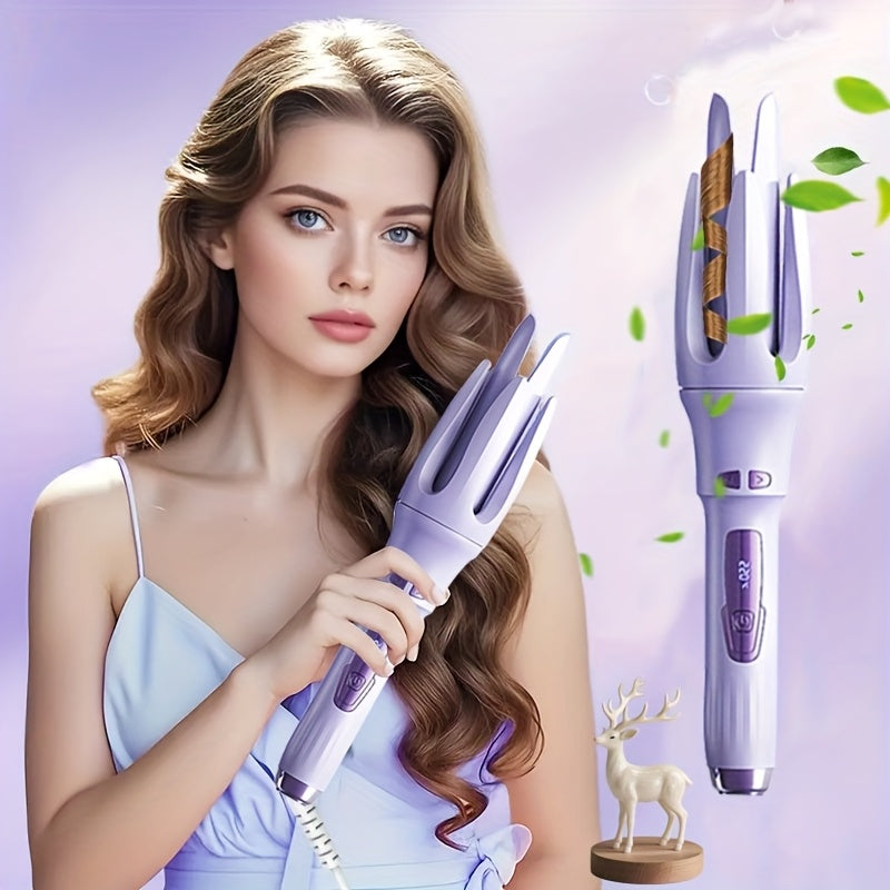 Automatic Hair Curler - One Button Electric Rotary Curling Iron with LED Display, 9-Speed Intelligent Temperature Control, Anti-Winding Anti-Scald Design, Portable for Travel & Home, Gift for Women