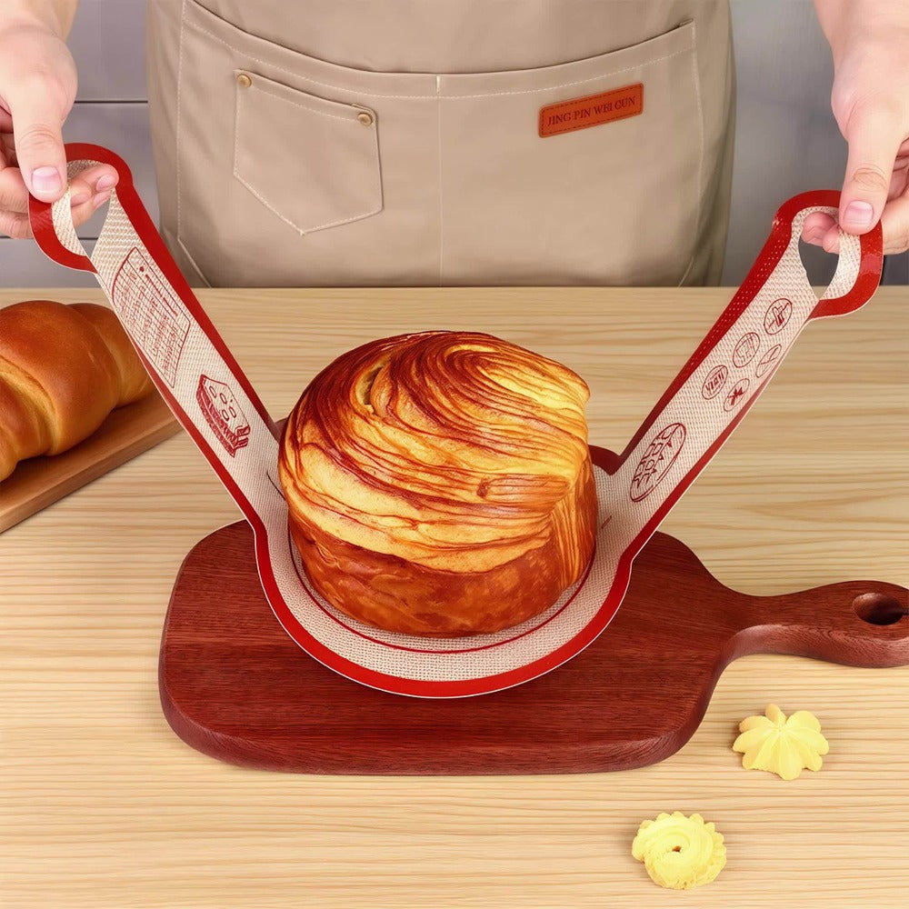 Silicone Bread Sling for Dutch Oven, 4pcs Reusable Baking Mat with Long Handles for Sourdough Bread, Nonstick Dough Transfer Liner, Loaf Pan Lifter for Proofing and Baking