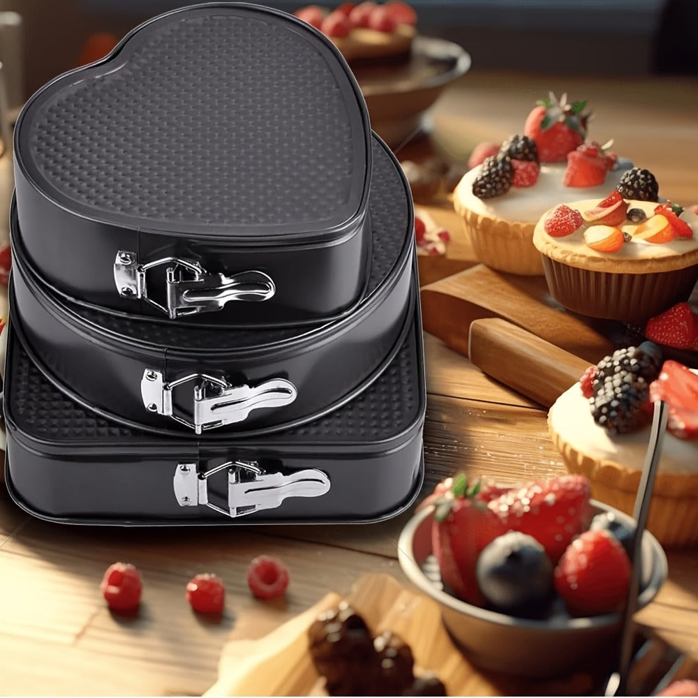 Springform Cake Pan Set 6pcs 7 8 9 10 11 Inch Heart Round Square Nonstick Leakproof Removable Bottom Carbon Steel Bakeware for Cheesecake Mousse Honeycomb Birthday Wedding Cake
