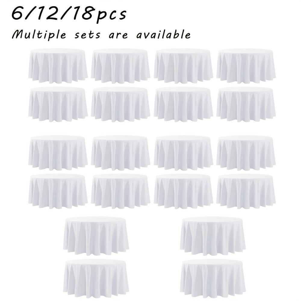 120 Inch Round Tablecloth Bulk Pack ¨C Wrinkle-Free Table Cover for Wedding, Party, Christmas & Halloween, Black or White (6/12/18 Pack)