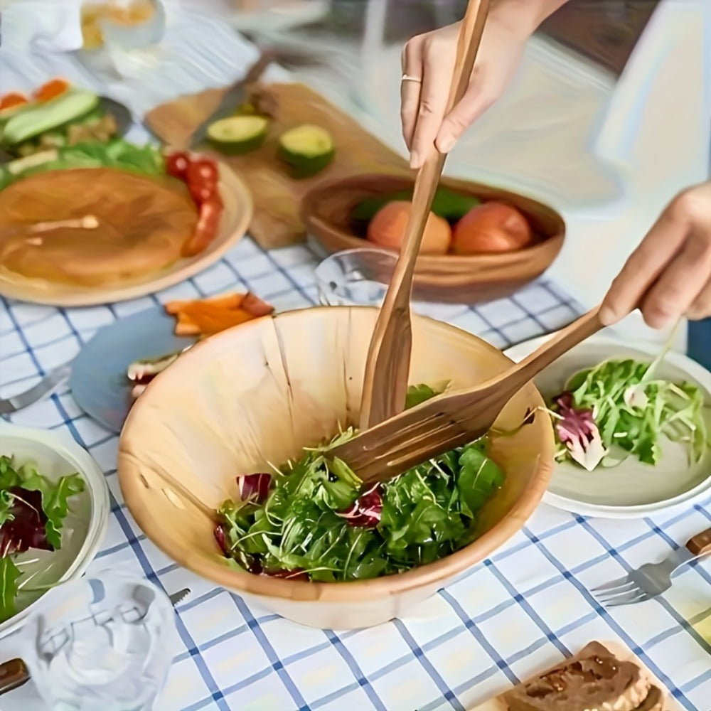 Wooden Kitchen Utensil Set 10 Piece - Nonstick Safe Cooking Spoons, Ergonomic Handle, Heat Resistant Wood Kitchen Tools, Natural Bamboo Utensils for Pots and Pans