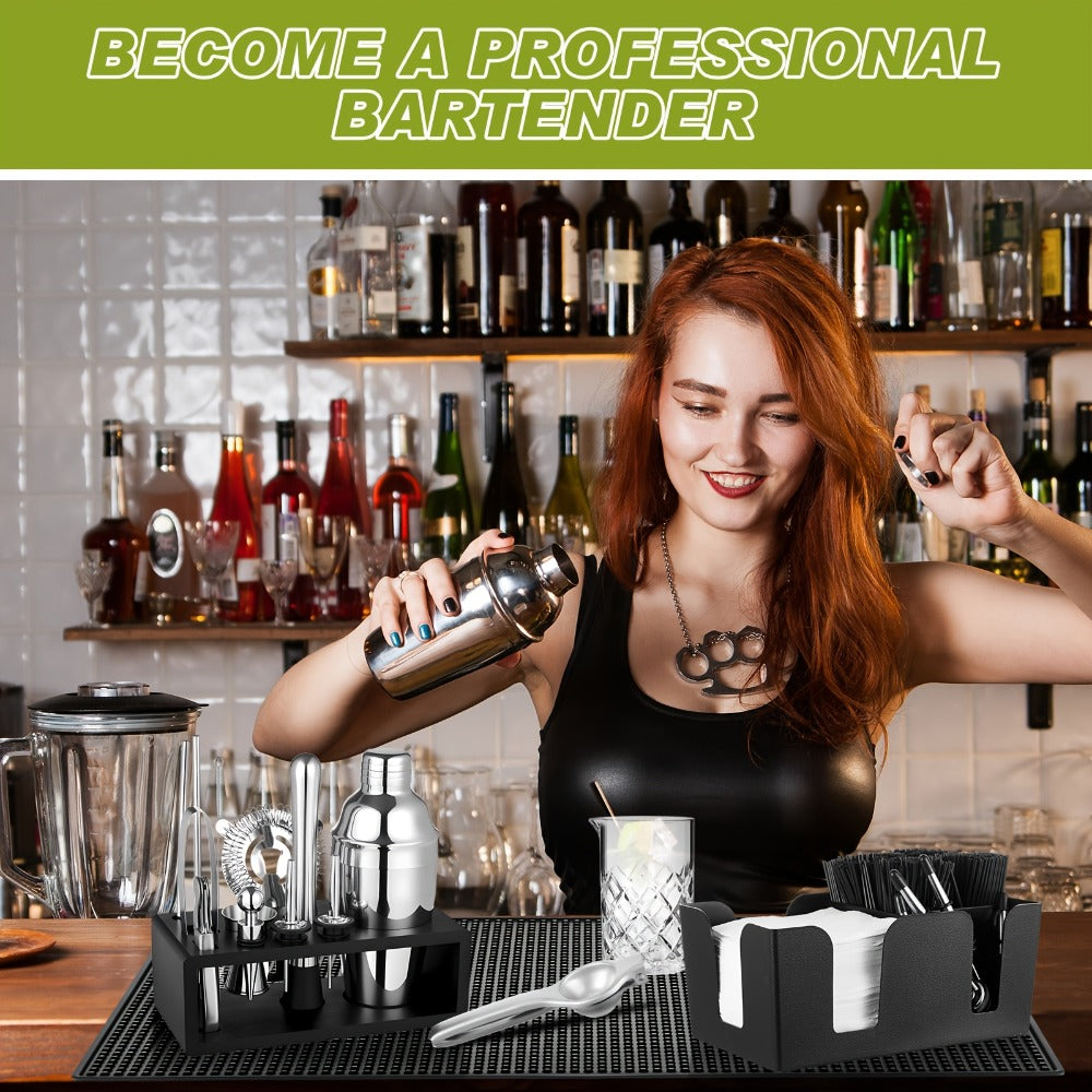 28PCS Bartender Set with Cocktail Shaker Kit ¨C Glass Rimmer, Garnish Tray & Margarita Tools for Home Bar Beginners, Christmas Gift