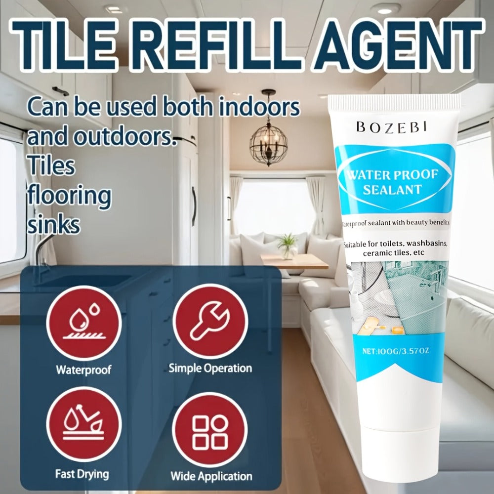 Waterproof Tile Grout Sealant 100g Gap Filler for Kitchen Bathroom Sink Floor Odor Free Easy Handling Strong Durability Caulking Adhesive Tile Refill Agent White