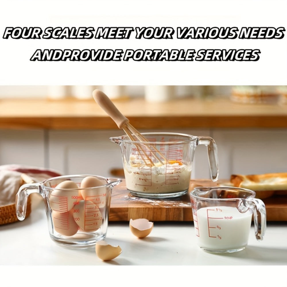 Tempered Glass Measuring Cup Set with Coffee Cups, Borosilicate Glass Liquid Measuring Cups for Kitchen Baking Cooking, Dishwasher Safe, 4PCs or 9PCs