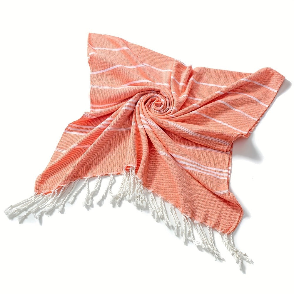 Turkish Striped Beach Towel Oversized 90x180cm 35.5x71in - Quick Dry Lightweight Sand Resistant Shrink Resistant | 10 Colors Blue Grey Orange Red Rose Brown Black Green Royal Blue Cyan | Pool Travel Gym
