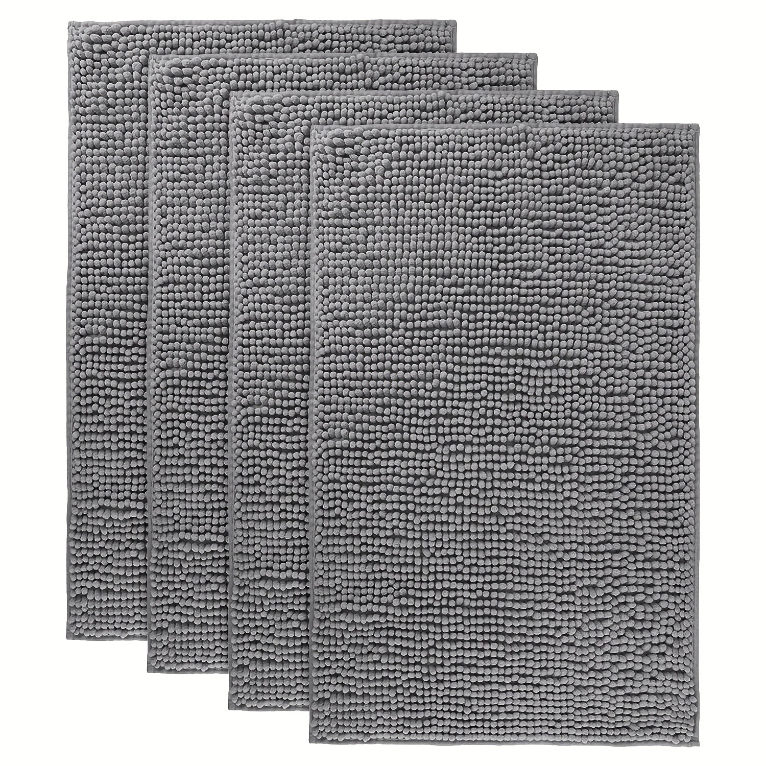 Chenille Bath Rug Extra Thick Soft Absorbent Non-Slip Bathroom Mat Machine Washable, Multiple Sizes & Colors