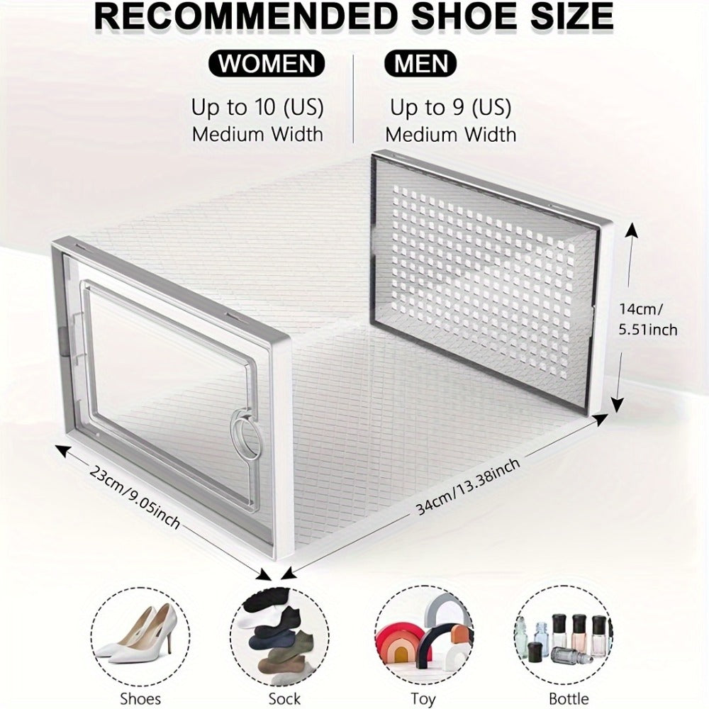 Transparent Stackable Shoe Boxes with Lid ¨C Foldable Clear Sneaker Storage Organizer (6/24pcs)