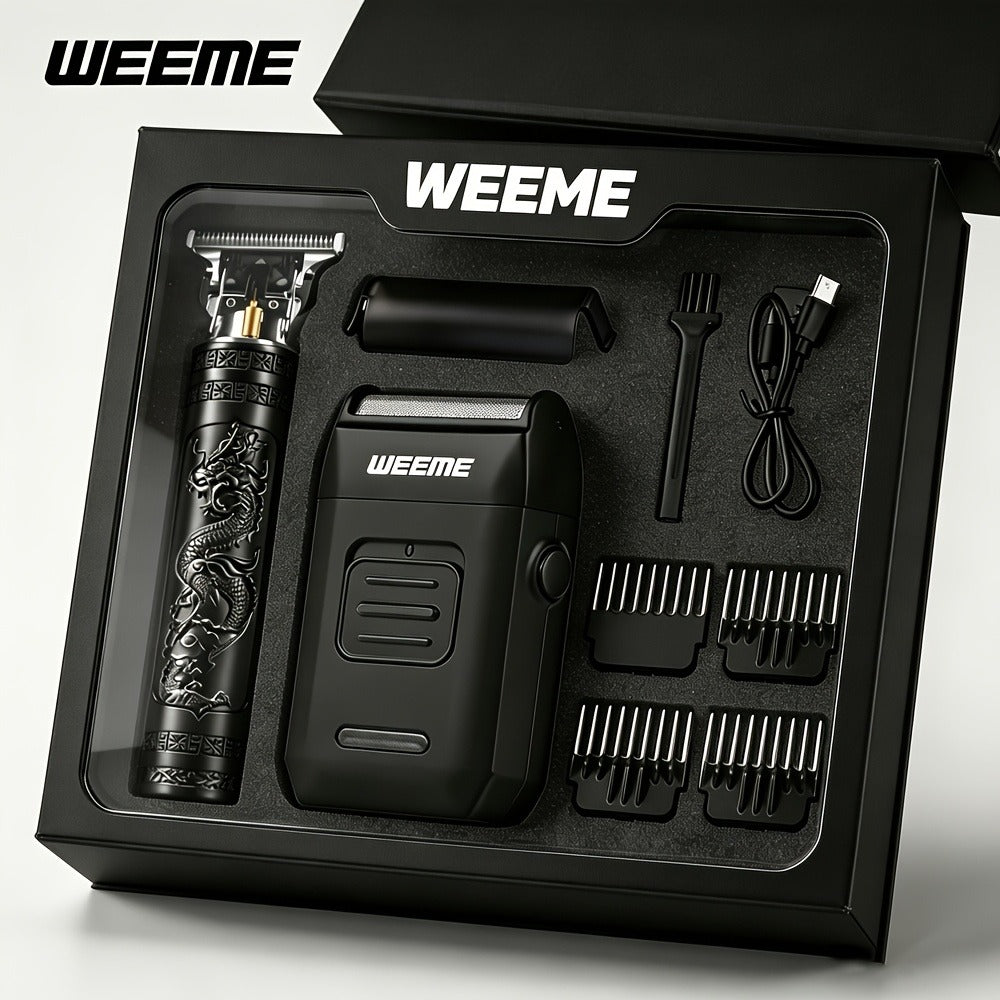 Men's Professional Hair Clipper and Trimmer Set Wireless USB Rechargeable Hair Cutting Kit for Hair and Beard Precise Grooming Gift for Dad Boyfriend Father's Day