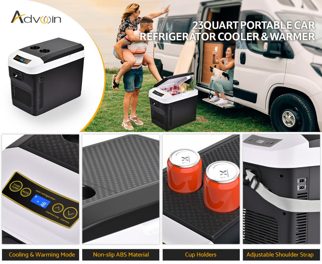 Portable Car Refrigerator Cooler & Warmer, 12V/24V DC & 120V AC Thermoelectric Fridge with Dual-Core Cooling ¨C 23 or 31 Quart Electric Cooler for Camping, RV, Road Trip and Fishing