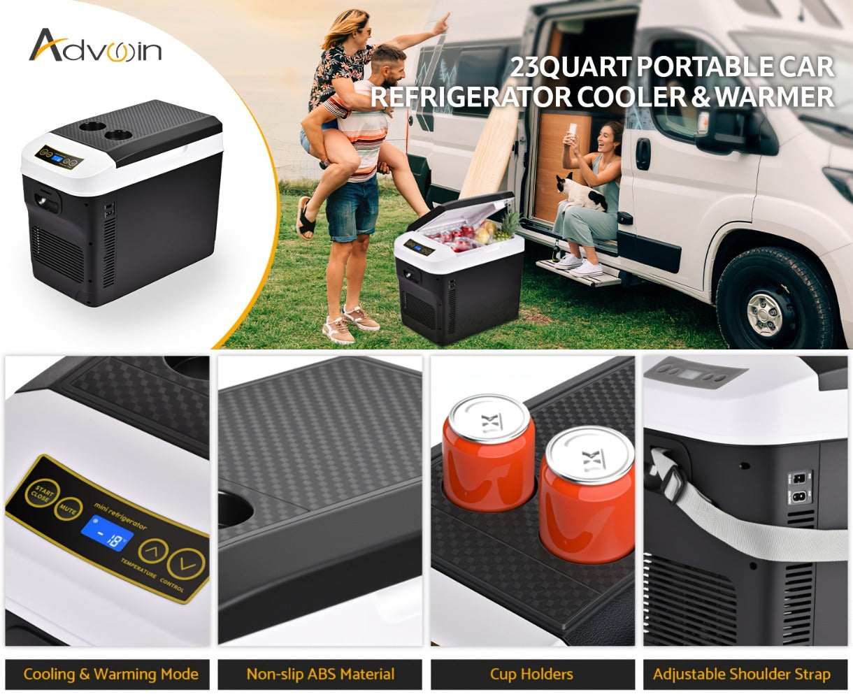 Portable Car Refrigerator Cooler & Warmer, 12V/24V DC & 120V AC Thermoelectric Fridge with Dual-Core Cooling ¨C 23 or 31 Quart Electric Cooler for Camping, RV, Road Trip and Fishing