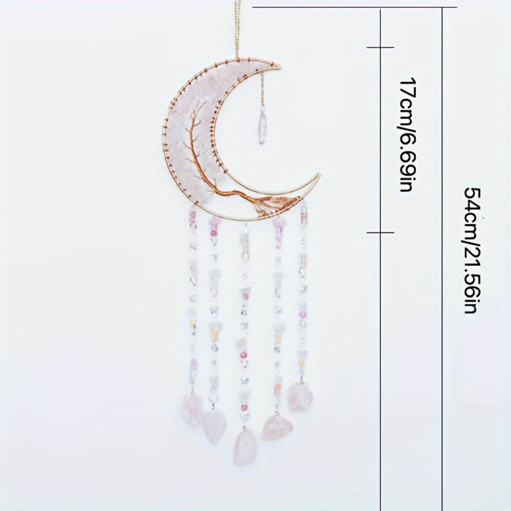 Dreamcatcher Moon Suncatcher Wall Hanging ¨C Handmade Boho Wind Chime Pendant for Indoor Outdoor Garden, Courtyard & Party Decor ¨C Christmas & Birthday Gift