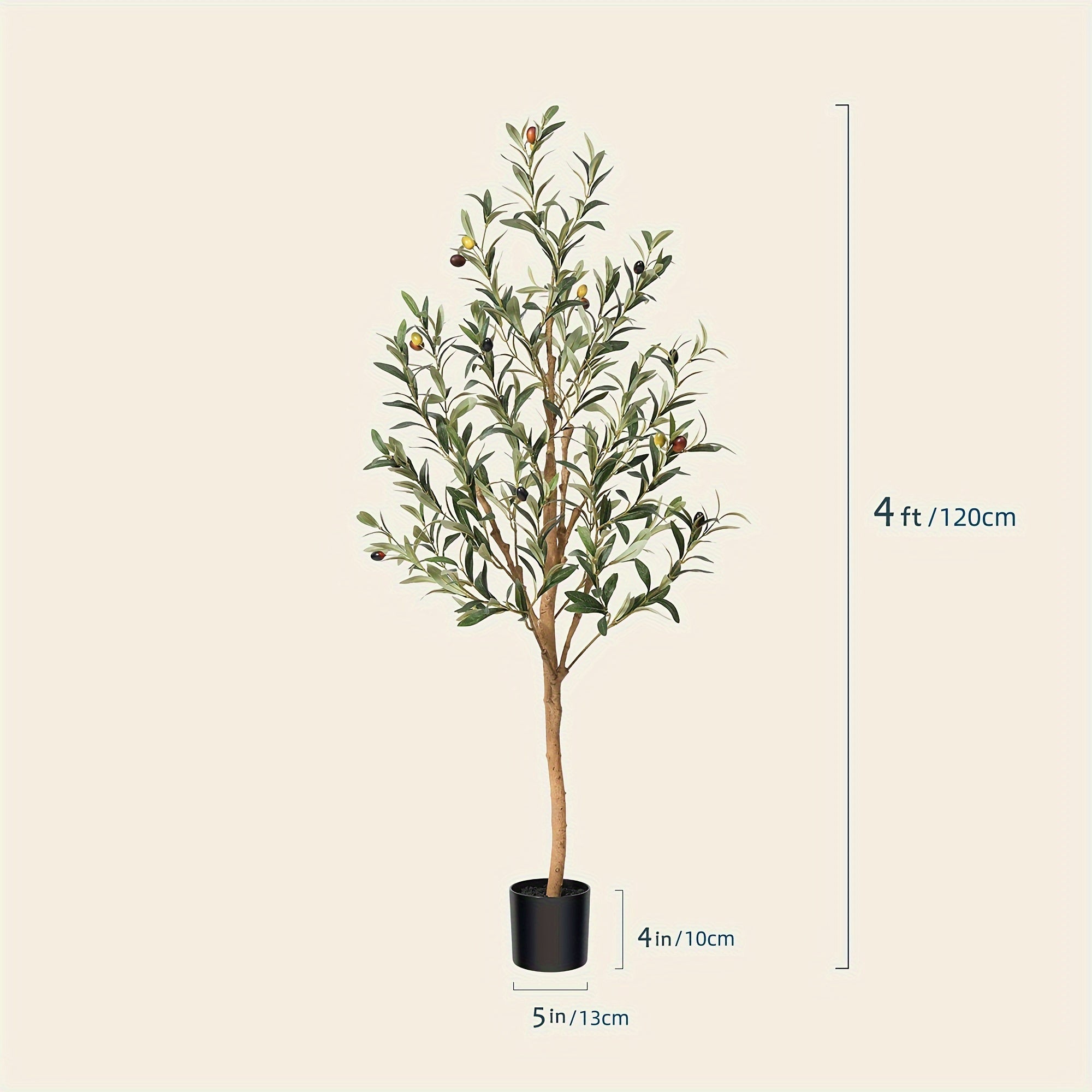 Artificial Olive Tree Potted Faux Plant Real Wood Trunk Lifelike Fruits Indoor Outdoor Home Office Decor Fake Silk Tree Multiple Sizes Available 4ft 5ft 6ft 7ft