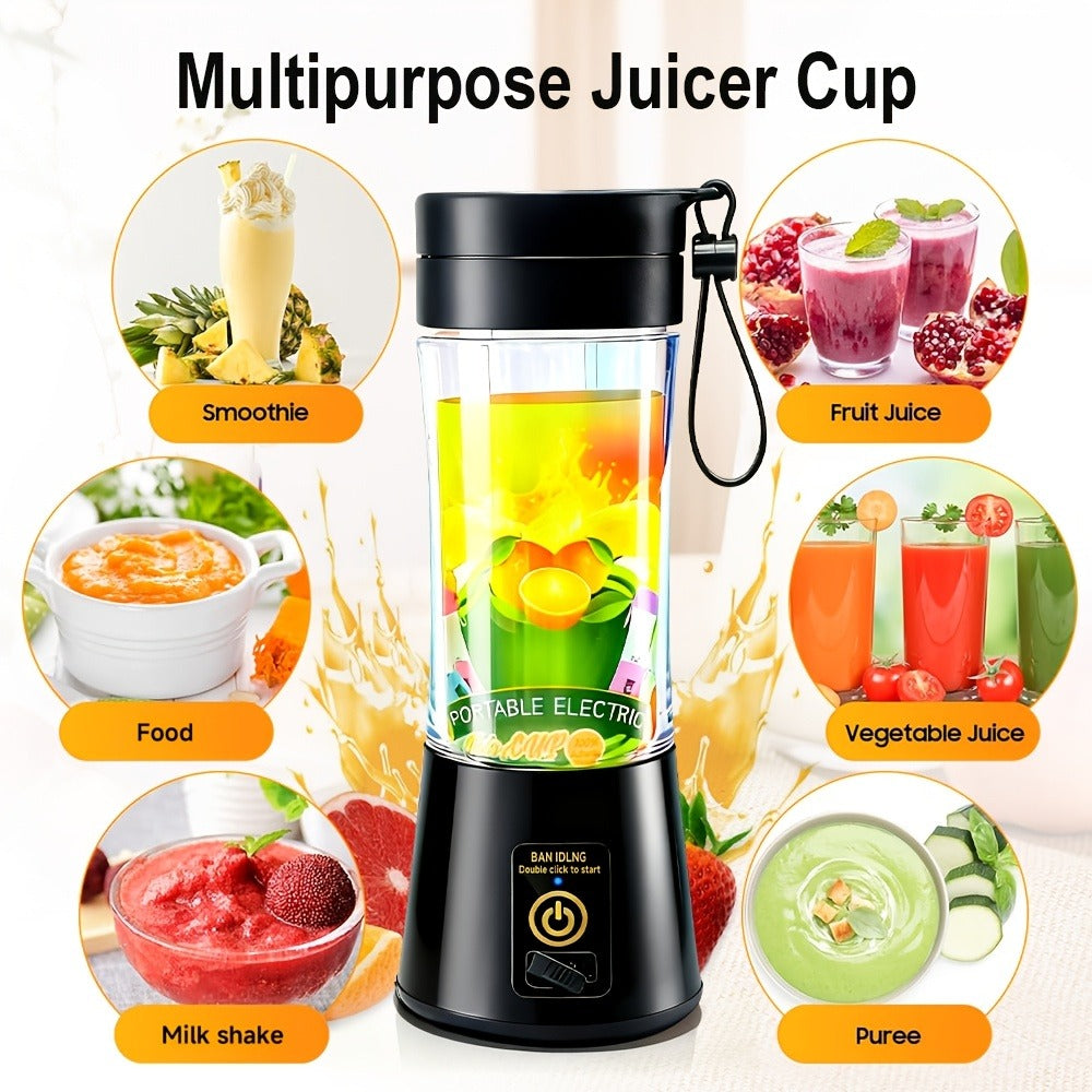 Portable Blender Cup USB Rechargeable 380ML - Mini Personal Blender with 6 Blades for Smoothies, Shakes & Juice, Compact Travel Blender for Office, Gym, Picnic & Outdoor, 5 Colors