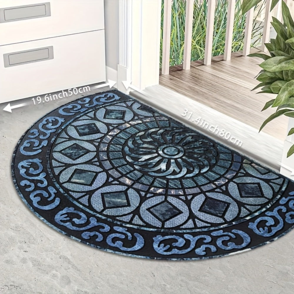Outdoor Door Mat Heavy Duty Non-Slip Welcome Mat for Front Door Entrance Patio Porch, Durable Low-Profile Rug, Multiple Colors & Sizes, Light Blue Brown Dark Blue Gray Rainbow