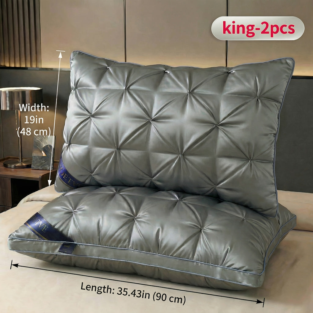 Luxury Hotel Pillows 2PCS, Cool Breathable Pillow Insert, Fluffy Resilient Neck Support, Soft Comfortable Sleeping Pillow, Queen King Size, White Black Navy Pink Gray Brown