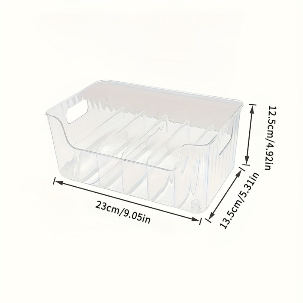 Seasoning Storage Box Transparent Plastic with Adjustable Compartments | Detachable Multi-Function Kitchen Organizer for Spices Snacks Small Items | Large Capacity Refrigerator Countertop Organizer