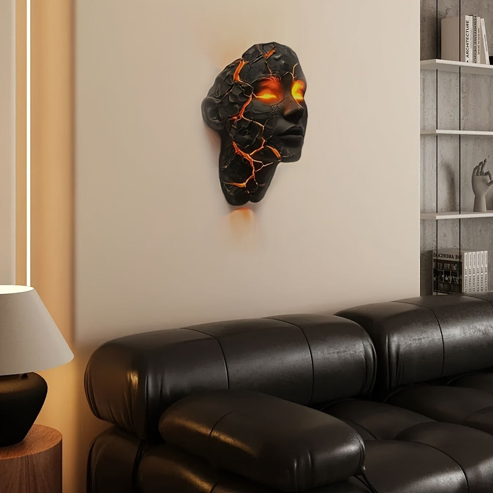 3D Wall Lamp Shattered LED Night Light Broken Face Moving Effect ¨C Gothic Plug-In Wall Decor Light for Bedroom, Living Room, Bar, Cafe & Game Room, Unique Home Lighting Gift