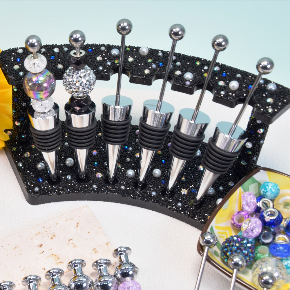 Beadable Beer Bottle Opener Set Bulk Decorative Beaded Wine Stopper Reusable DIY Party Gift for Wedding Bar Festival 10 or 20 Pieces