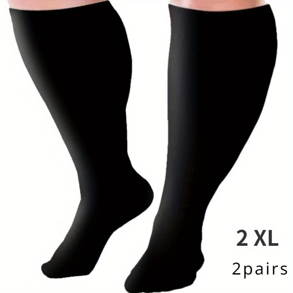 Plus Size Compression Socks 2 Pairs High Elasticity Sports Fitness Oversized Socks for Men Women 2XL 3XL 4XL 5XL 6XL 7XL Running Athletic Support