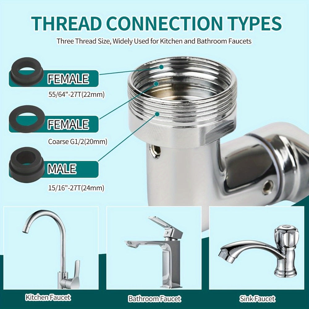 1440¡ã Rotating Faucet Extender Brass Multifunctional 1080¡ã 360¡ã Swivel Robotic Arm Sink Aerator 2 Water Outlet Modes for Kitchen Bathroom Silver