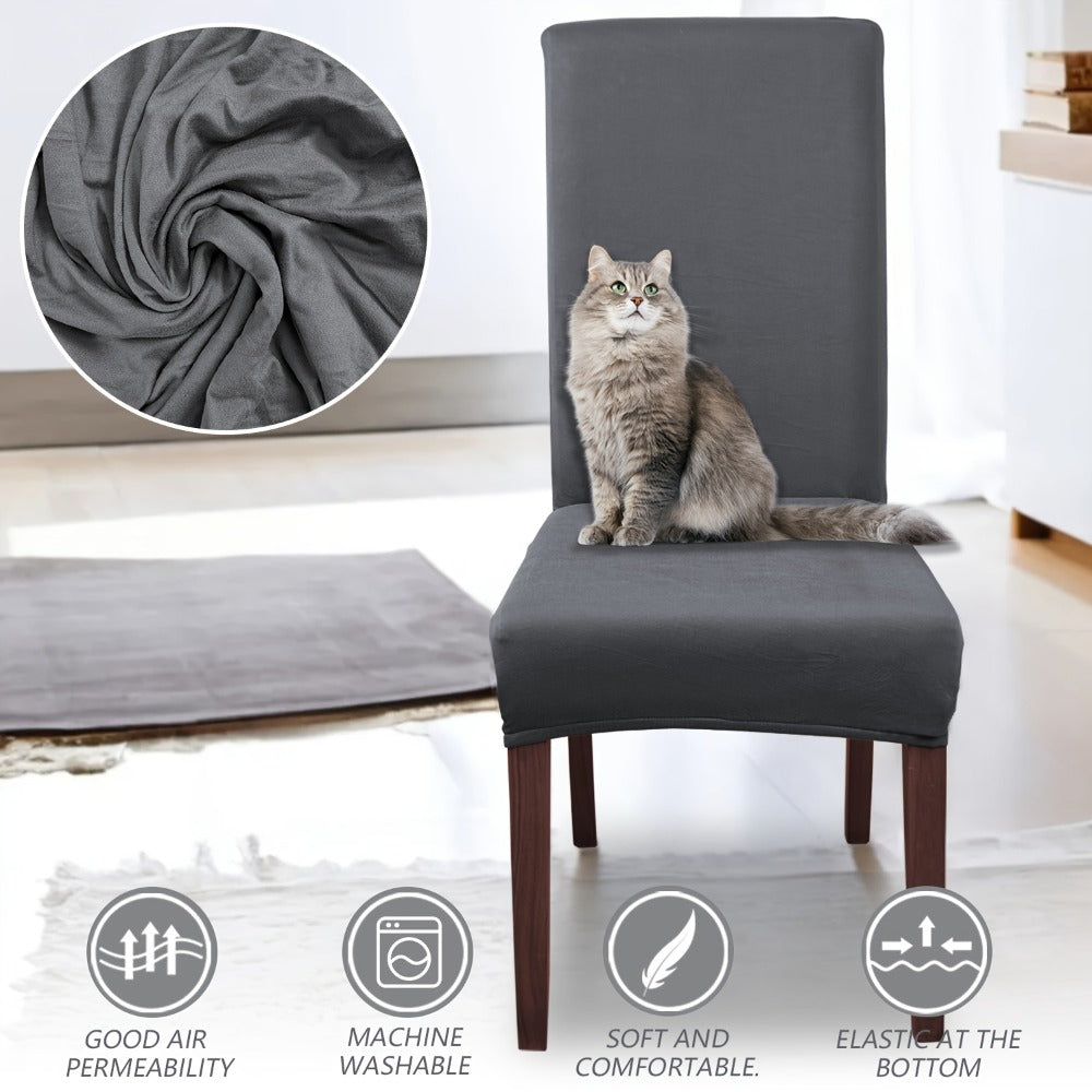 Silky Fiber Elastic Dining Chair Covers Set | Stretch Milk Fiber Slipcover, All-in-One Furniture Protector for Kitchen Wedding Office Hotel Living Room, 4pcs or 6pcs, 8 Colors