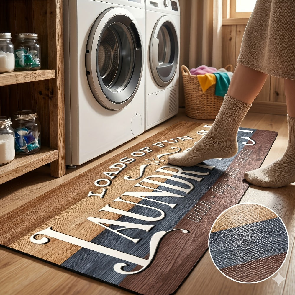 Farmhouse Laundry Room Runner Rug - Non-Slip Washable Retro Kitchen & Bathroom Mat | Anti-Slip Floor Runner for Laundry Room, Kitchen, Bathroom & Entryway | Boho Home Decor Accent Rug Multiple Sizes