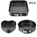 Removable Bottom Cake Pan Set, Nonstick Carbon Steel Round & Heart Shaped Springform Baking Pans, Easy Release Cake Molds for Cheesecake Mousse Layer Cake, 3-Piece or 6-Piece, Black